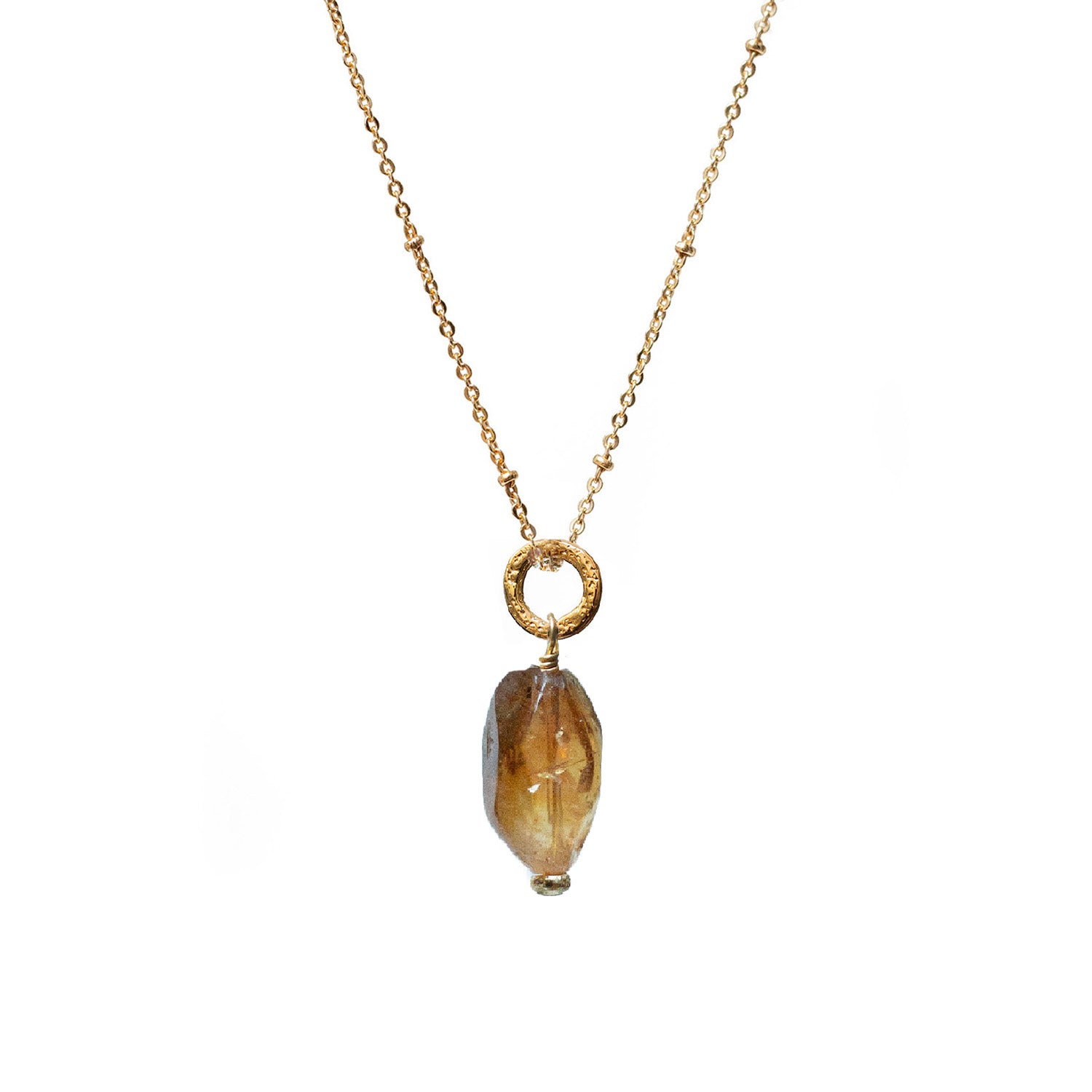 Gita Pendant with warm citrine on long satellite chain