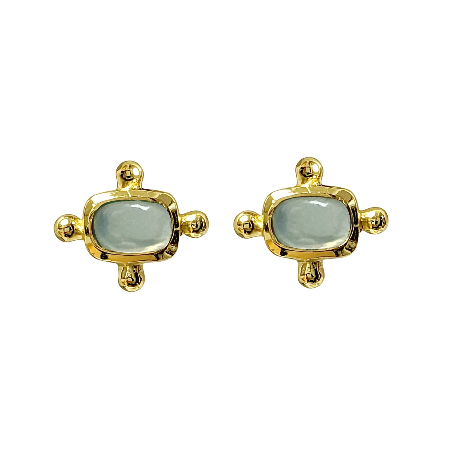 Beatriz Aqua Chacledony Stud Earrings