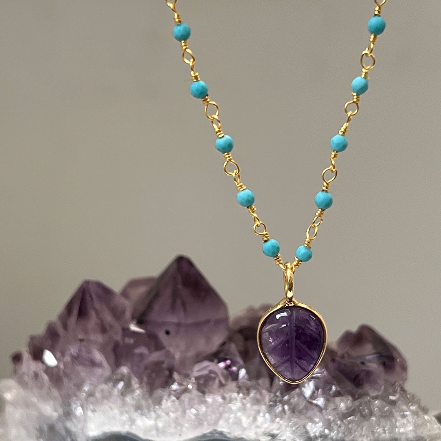 Turquoise and hot sale amethyst necklace