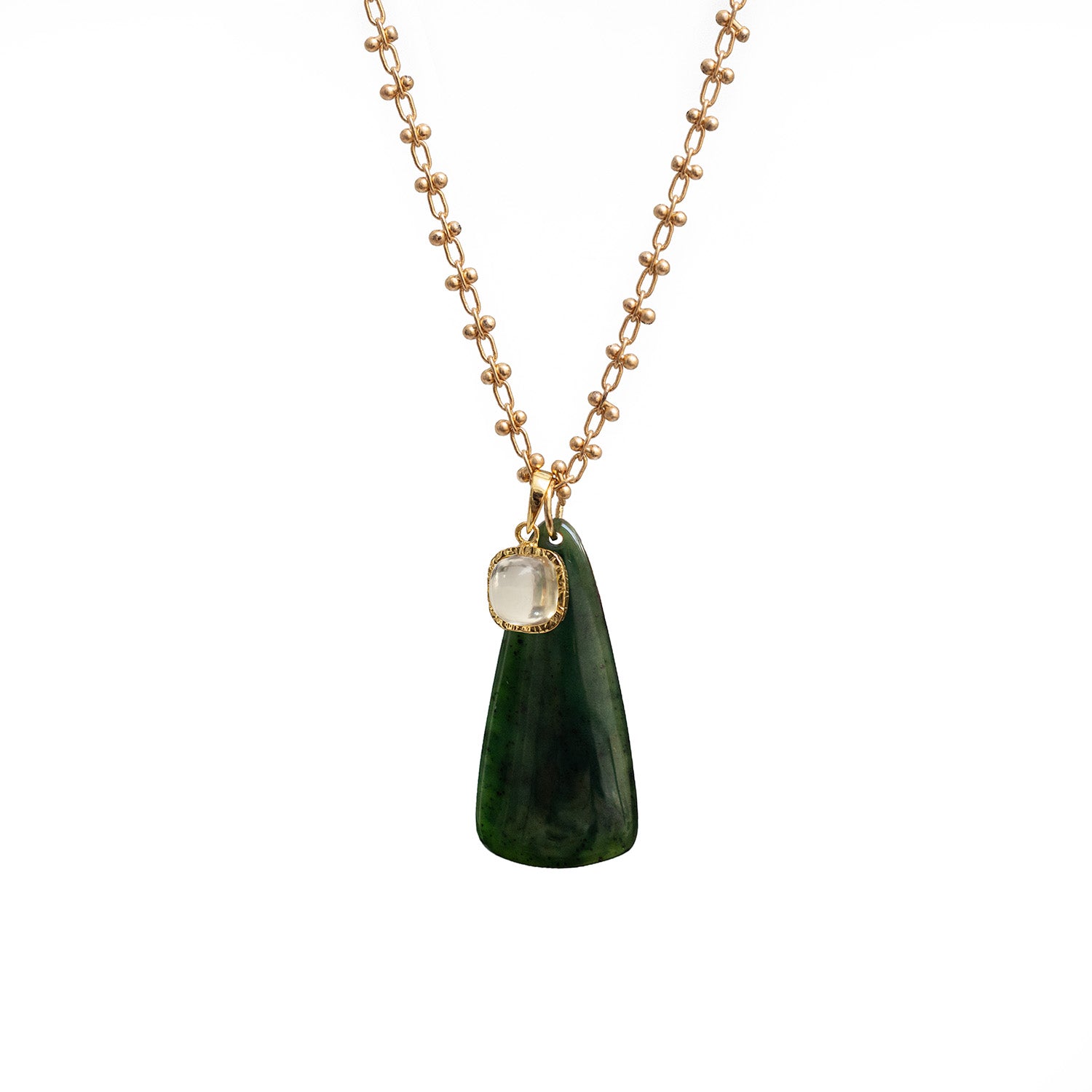 Large Alaskan Jade With Citrine Pendant On 60cm Bula Chain