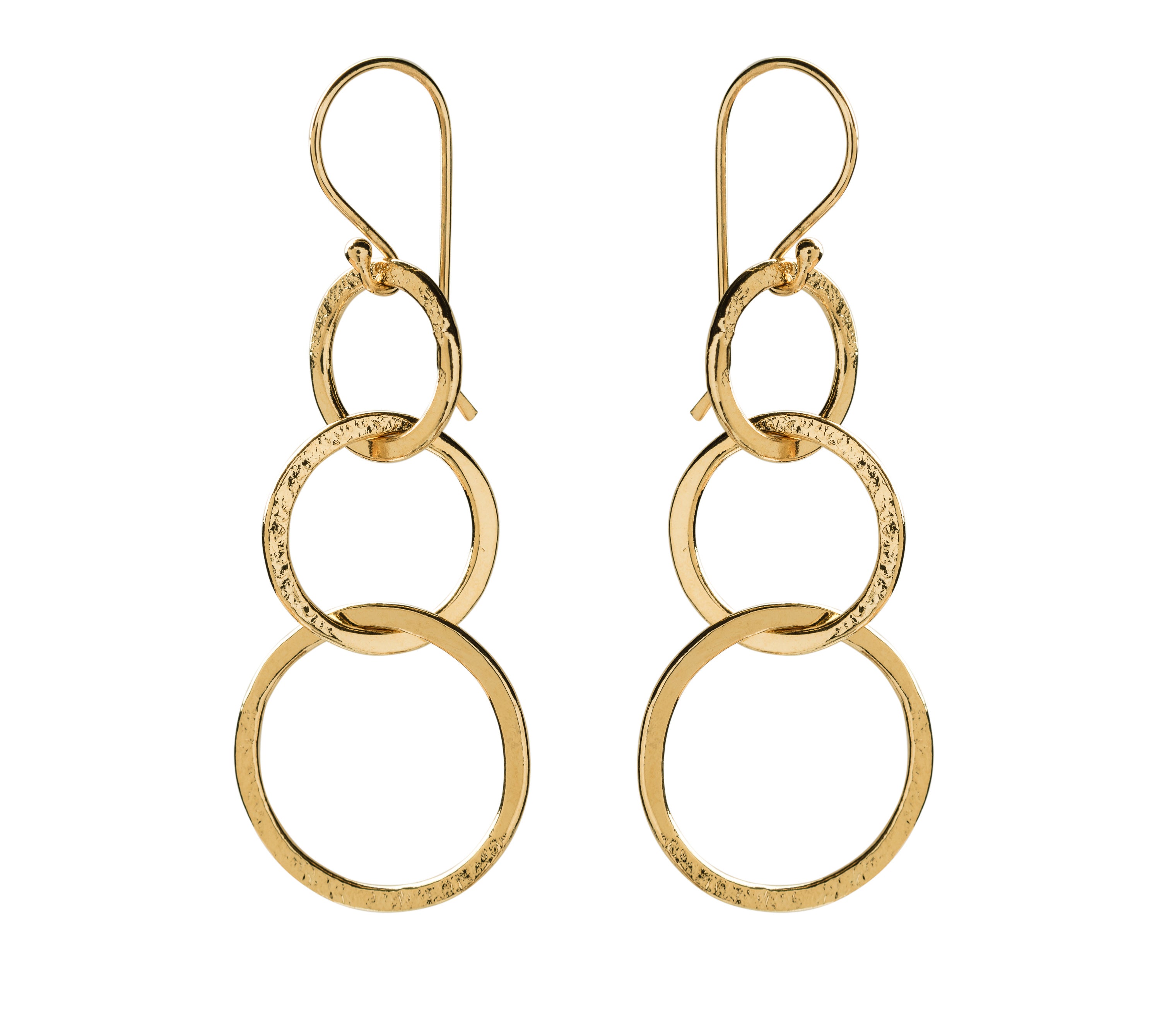 Gold-Toned Textured Brass Statement Dangle Earrings – Gold and Ocean